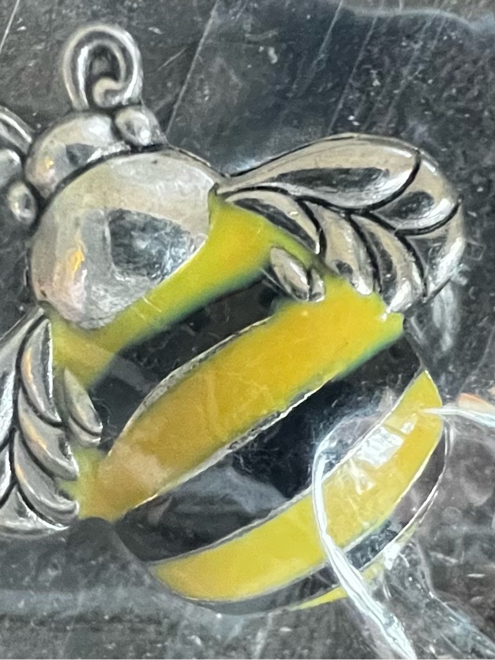 Yellow and Black Striped Heart Bee Pendant Charm - Unbranded